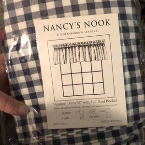 Navy buffalo plaid valance